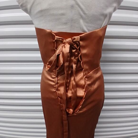 Y2K Retro Womens Satin Halter Dress 4 Formal Occasion Evening Gown Wedding Prom - Picture 8 of 10